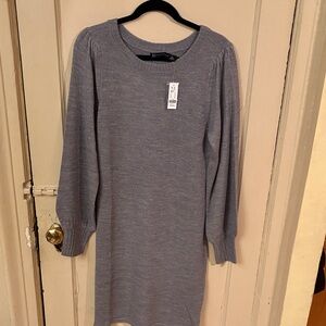 New York & Company Long Sleeve Gray Dress